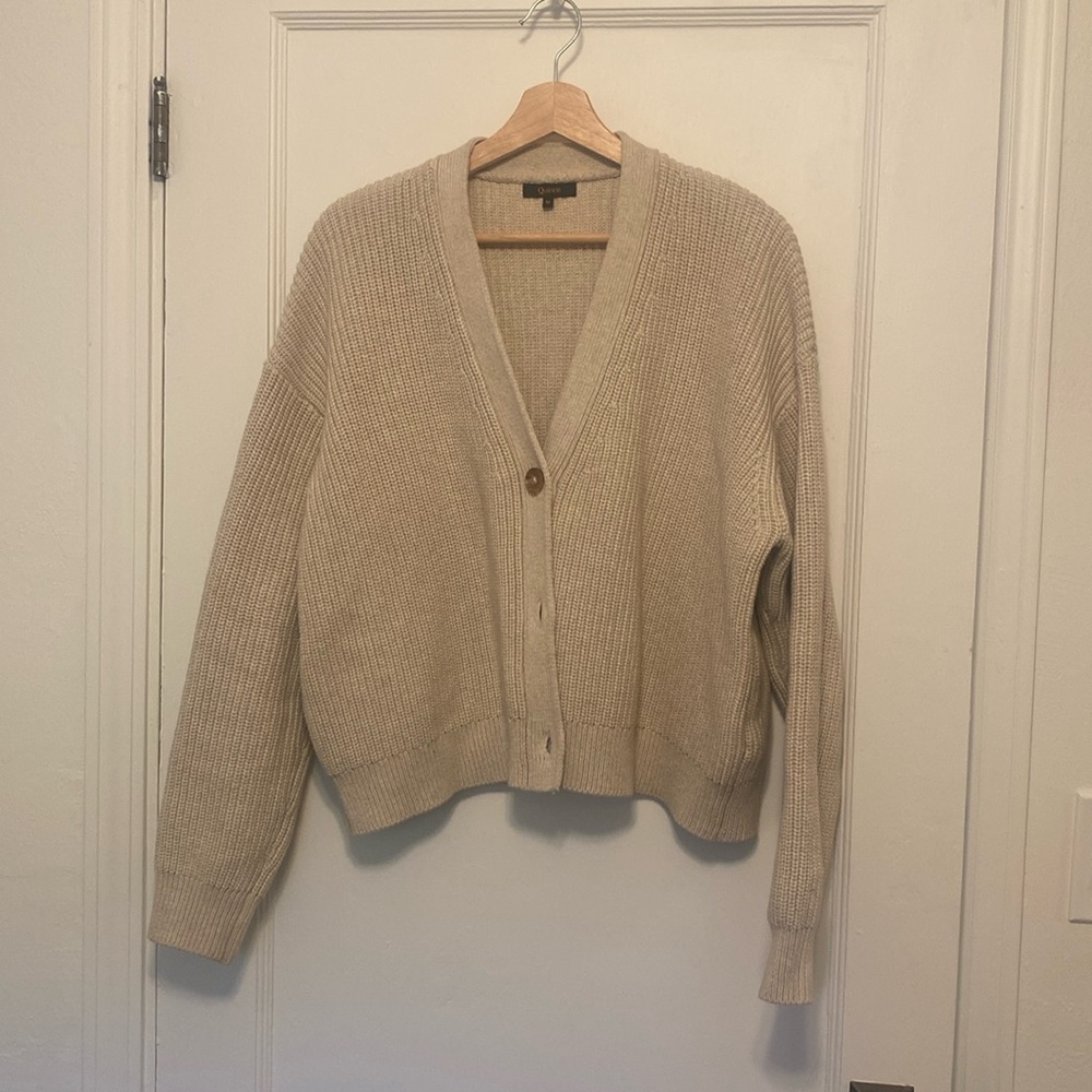 Quince organic cotton cropped cardigan medium
